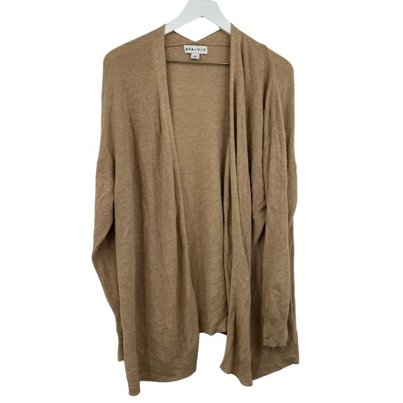 Ava & Viv Tan Ribbed Knit Cardigan Sweater Size 3X - Picture 2 of 6